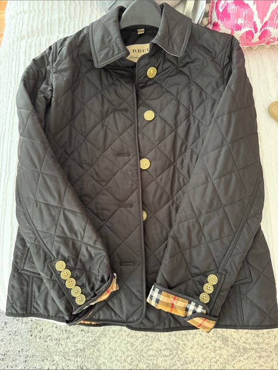Burberry Jackets & Blazers - Burberry Black Quilted Jacket with Classic Nova Check Lining